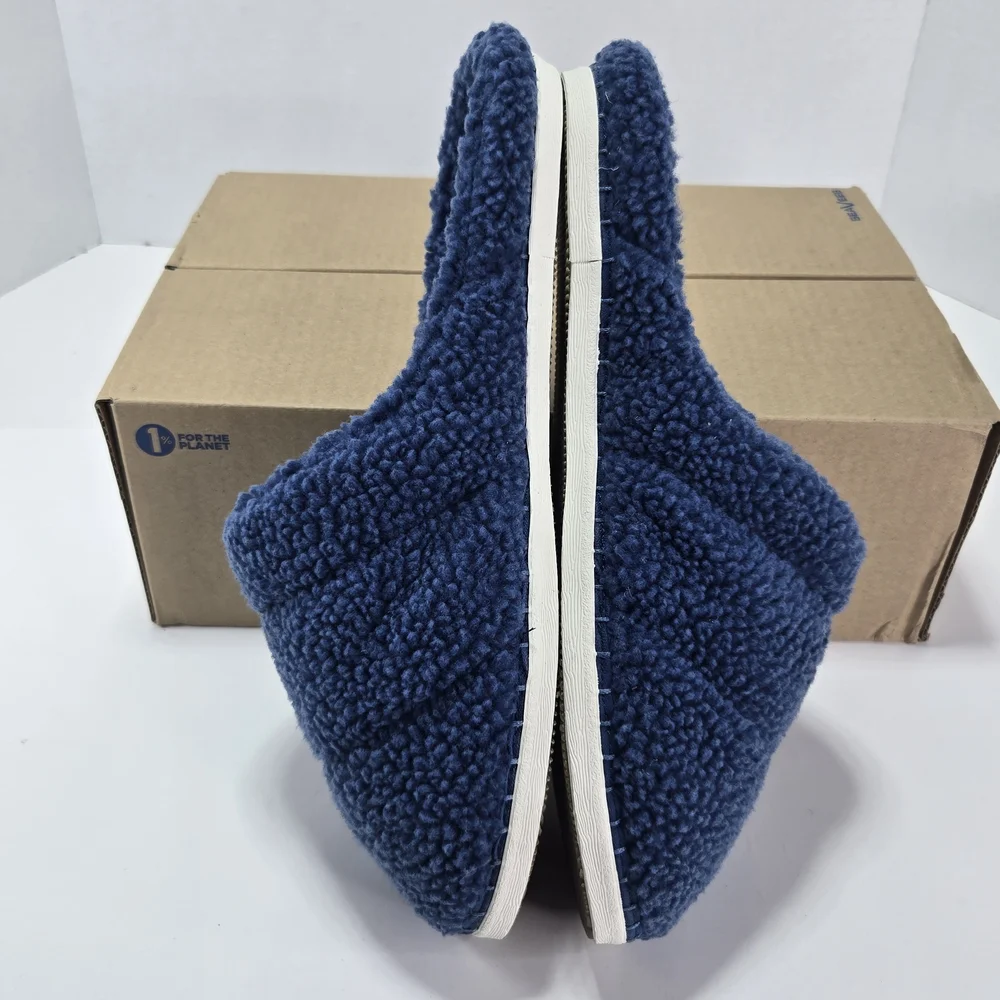 SeaVees SeaChange Slide Navy Blue Sherpa Slide Slippers House Shoe Size Men's 11